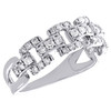 10K White Gold Diamond Domed Open Link Wedding Band Anniversary Ring 1/2 Ct.