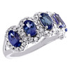 bague d'anniversaire en or blanc 14 carats avec tanzanite et diamant ovale Helo 3 tcw