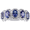 bague d'anniversaire en or blanc 14 carats avec tanzanite et diamant ovale Helo 3 tcw