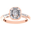 bague de fiançailles baguette en or rose 10 carats avec diamant solitaire octogonal halo 1/4 ct.