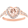 anillo de compromiso con halo de corazón de morganita y diamante en oro rosa de 10 k, 1,75 tcw