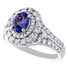 bague de fiançailles double halo tanzanite solitaire diamant en or blanc 14 carats 1,87 tcw