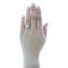 anello di fidanzamento con alone quadrato in morganite con diamante in oro rosa 14k e solitario da 1,25 TCW