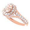 14 karat rosa guld diamant oval solitaire morganite 3d halo forlovelsesring 1,82 tcw