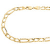 cadena de eslabones Figaro elegante texturizada con talla de diamante en oro amarillo de 10 k, collar de 7 mm, 20 "