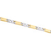 10K White & Yellow Two Tone Gold 5mm Fancy Bar Link Chain Statement Necklace 20"