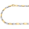 10K White & Yellow Two Tone Gold 5mm Fancy Bar Link Chain Statement Necklace 22"