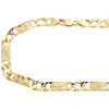 10K Yellow Gold 7.5mm Diamond Cut Nugget Ore + Figaro Link Chain Necklace 22"