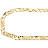 10K Yellow Gold 7.5mm Diamond Cut Nugget Ore + Figaro Link Chain Necklace 24"