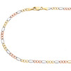 14K Tri Color Gold Unisex 3mm Diamond Cut Solid Figaro Link 16" Necklace / Chain