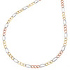 collier / chaîne unisexe en or tricolore 14 carats, taille diamant de 3 mm, lien figaro solide de 18 pouces