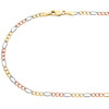 collar/cadena de 18" con eslabones figaro sólidos con corte de diamante unisex de oro tricolor de 14k de 3 mm