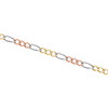 collier / chaîne unisexe en or tricolore 14 carats, taille diamant de 3 mm, lien figaro solide de 18 pouces