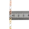 collana/catena unisex da 20" in oro tricolore 14k con taglio a diamante massiccio da 4 mm e maglia figaro