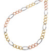 collier / chaîne en or tricolore 14 carats unisexe 5 mm taille diamant solide lien figaro 20"