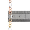 collar / cadena de 20 "con eslabones figaro sólidos con corte de diamante unisex de oro tricolor de 14k unisex de 5 mm