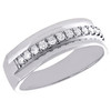 14K White Gold Round Diamond Wedding Band Single Row Prong Set 7mm Ring 1/3 CT.