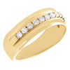 Alianza de boda de oro amarillo de 14 k con diamantes redondos, juego de 1 fila de puntas, anillo de 7,5 mm, 1/2 qt.