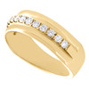 14K Yellow Gold Round Diamond Wedding Band 1 Row Prong Set 7.5mm Ring 1/2 CT.