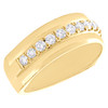 Alianza de boda de oro amarillo de 14 k con diamantes redondos y engaste de una hilera de puntas, anillo de 8 mm de 3/4 qt.