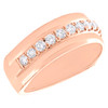 14K Rose Gold Round Diamond Wedding Band Single Row Prong Set 8mm Ring 3/4 CT.