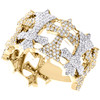 10 karat tofarvet guld rund diamant fancy kors bryllupsring 15 mm pave ring 1,87 ct.
