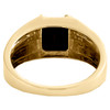 10K Yellow Gold Round Diamond Cushion Cut Onyx 10mm Pinky Ring Band 1/20 CT.