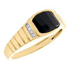 10K Yellow Gold Round Diamond & Onyx Wedding Band 8.5mm Mens Pinky Ring 1/20 CT.