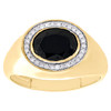 10K Yellow Gold Round Diamond & Black Oval Onyx 13mm Pinky Ring Band 1/6 CT.