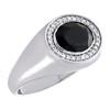 10K White Gold Round Diamond & Black Oval Onyx 13mm Pinky Ring Band 1/6 CT.