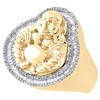 10K Yellow Gold Baguette Diamond 3D Laughing Buddha 25mm Pinky Ring Band 7/8 CT.