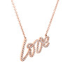 Collana con frase d'amore/parola in oro rosa 10k con diamanti rotondi, ciondolo da 45,7 cm, 1/4 ct.