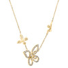 Collar tipo cable con marco de mariposa triple y diamantes en oro amarillo de 10 k, cadena de 18 ", 3/8 qt.