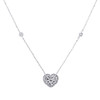 10K White Gold Round Diamond Double Heart Cable Link Necklace 18" Chain 1/3 CT.