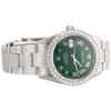 Mens Rolex 36mm DateJust Diamond Watch Fully lced Band Green Roman Dial 5 CT.