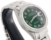 Mens Rolex 36mm DateJust Diamond Watch Fully lced Band Green Roman Dial 5 CT.