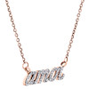 Collier câble en or rose 10 carats avec diamants ronds amor love phrase, chaîne de 18 pouces, 1/5 ct.