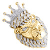 Pendentif visage de lion en or jaune 10 carats et diamant 2 ", breloque couronne cubaine miami 1,75 ct.