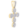 Colgante de cruz religiosa con diamantes redondos en oro amarillo de 10 k, dije llamativo de 1,90 ", 2 quilates