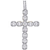 Pendentif croix en or jaune 10 carats avec diamants ronds et baguettes 2,90" breloque fantaisie 2,33 ct