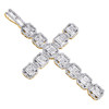 Pendentif croix en or jaune 10 carats avec diamants ronds et baguettes 2,90" breloque fantaisie 2,33 ct