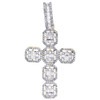 Pendentif croix en or jaune 10 carats avec diamants ronds et baguettes 1,9" breloque de déclaration 1 ct