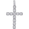 10K White Gold Round & Baguette Diamond Cross Pendant 2.90" Fancy Charm 2.33 CT.