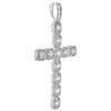 Pendentif croix en or blanc 10 carats avec diamants ronds et baguettes 2,90" breloque fantaisie 2,33 ct.