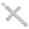 10K White Gold Round & Baguette Diamond Cross Pendant 2.90" Fancy Charm 2.33 CT.