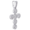 Pendentif croix religieuse en or blanc 10 carats avec diamants ronds 1,90" breloque de déclaration 2 ct.