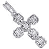 10k hvidguld rund & baguette diamant krydsvedhæng 1,9" statement charm 1 ct.
