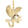 Pendentif aigle et serpent en or jaune 10 carats avec diamants ronds, breloque pavé de 1,90 po, 1,87 ct.