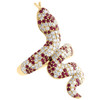 14K Yellow Gold Diamond & Ruby Gemstone Snake Right Hand Ring Pave Band 2.33 CT.