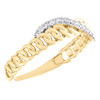 10K Yellow Gold Round Diamond Bypass Ribbon on Cuban Link Stackable Ring 0.16 Ct